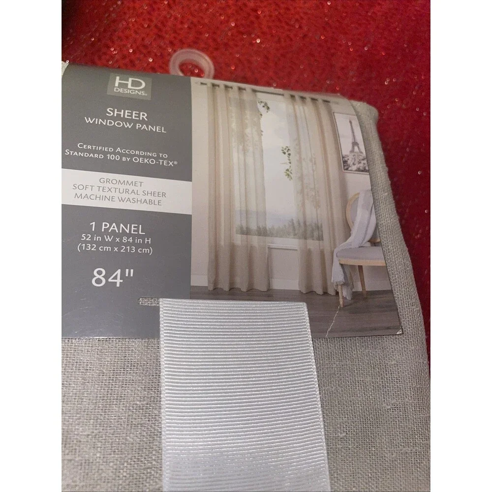HD Designs Sheer Polyester Grommet Panel 52x84 Feathered Gray